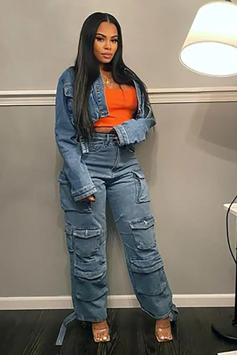 Trendy werkdenim met meerdere zakken