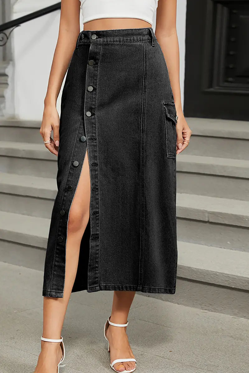 Trendy denim rok met elastische taille