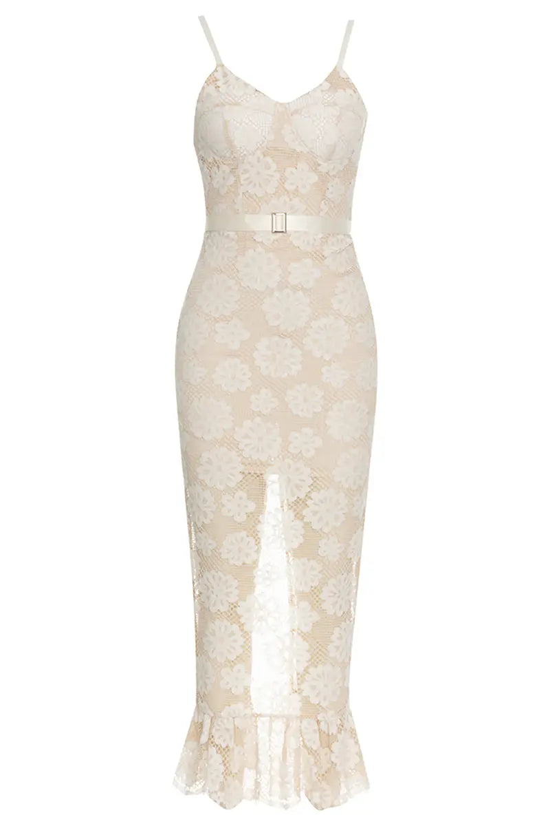 Σέξι Φόρεμα με Δαντέλα και Λουλουδάτο Σχέδιο με Ανοίγματα