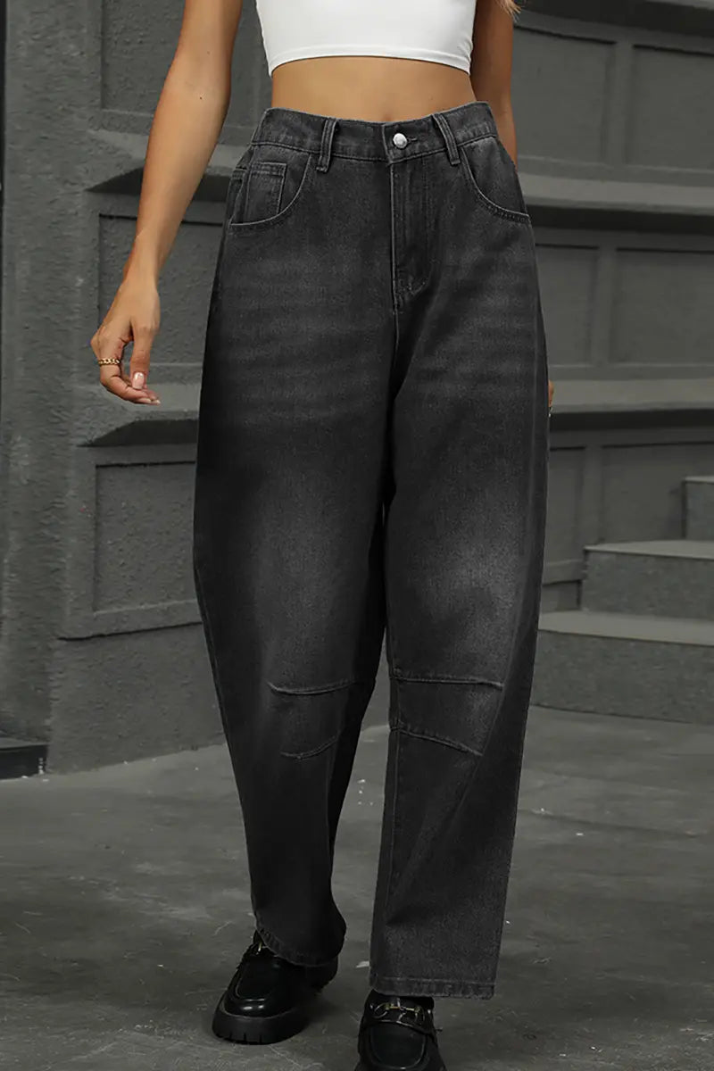 Ontspannen Was Harem Denim Broek Verkort