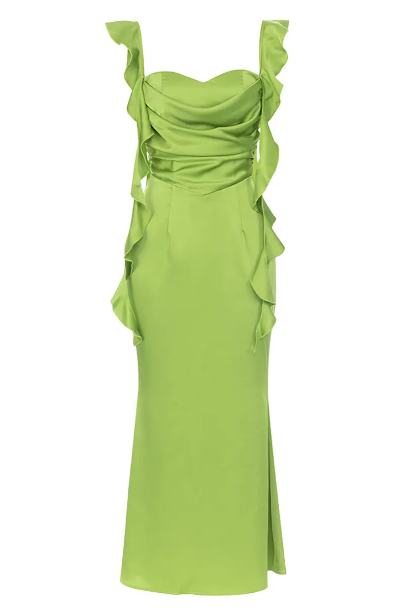 Sexy strapless avondjurk met geplooide rug en zonder rug
