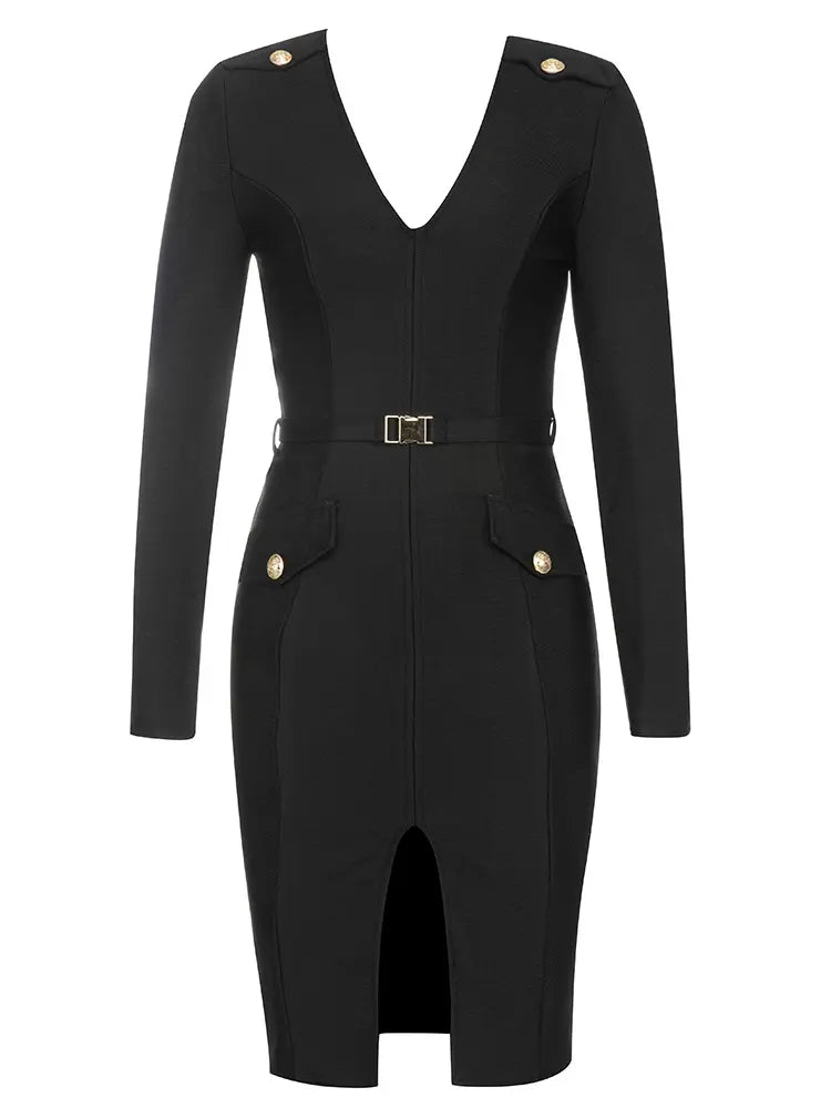 Sexy V-hals jurk met voorzijde split
