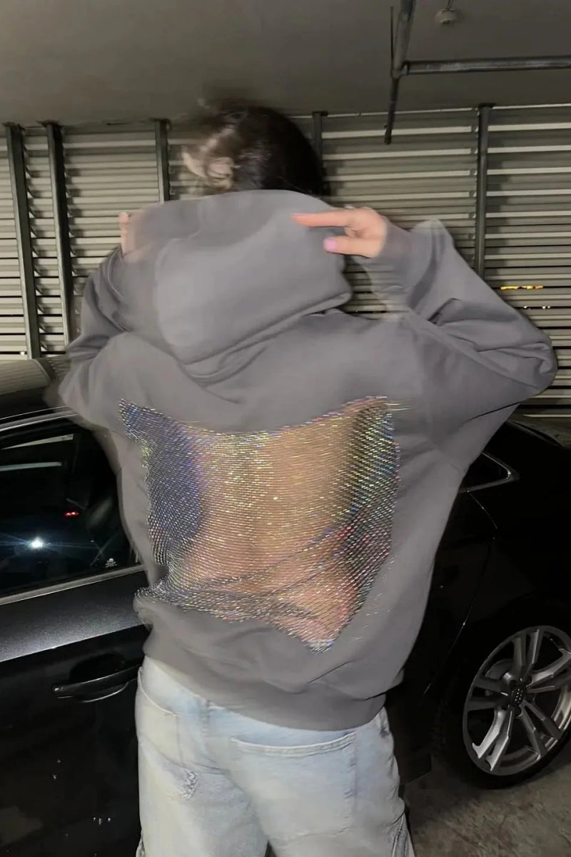 Backless Sheer Mesh Hoodie