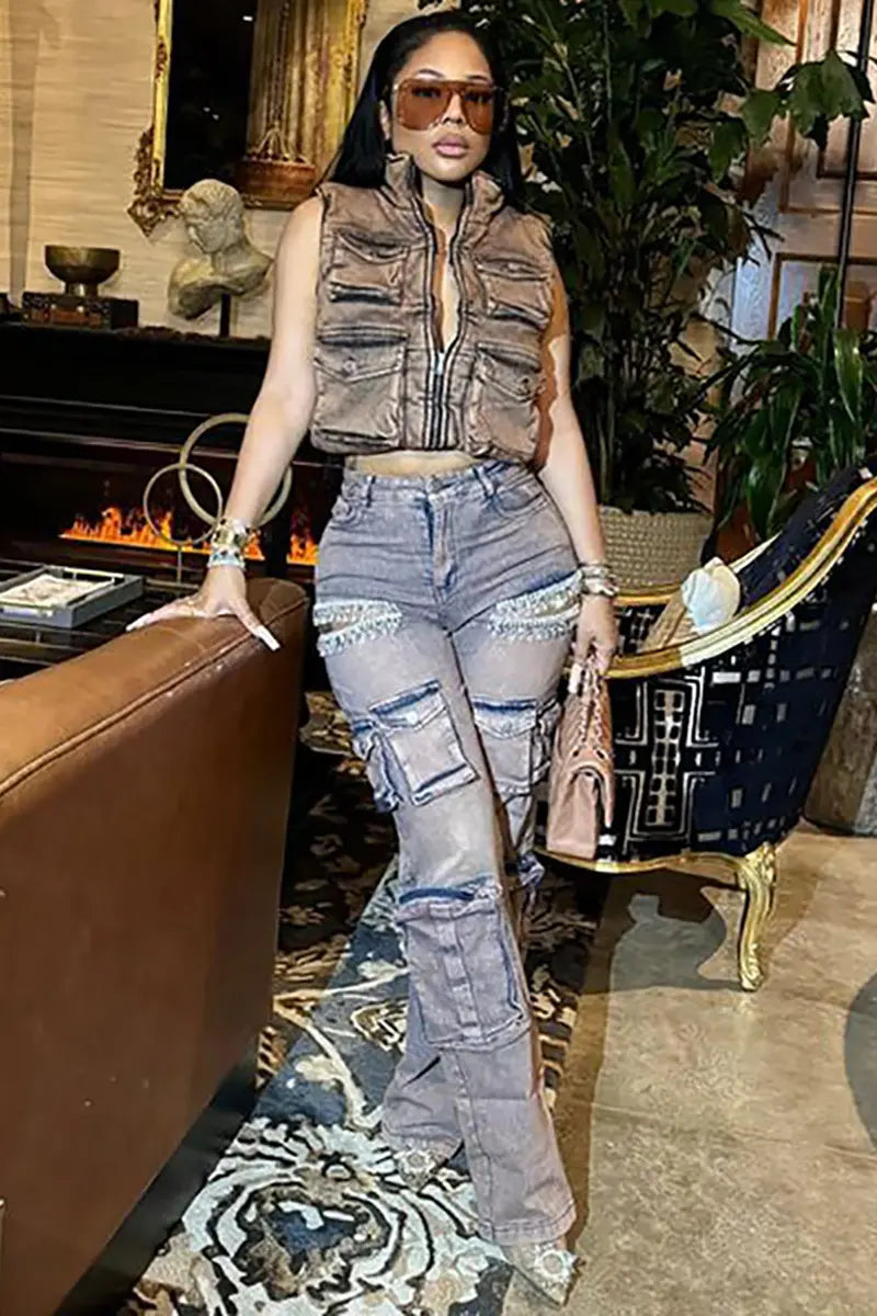 Trendy Franjes Cargo Jeans