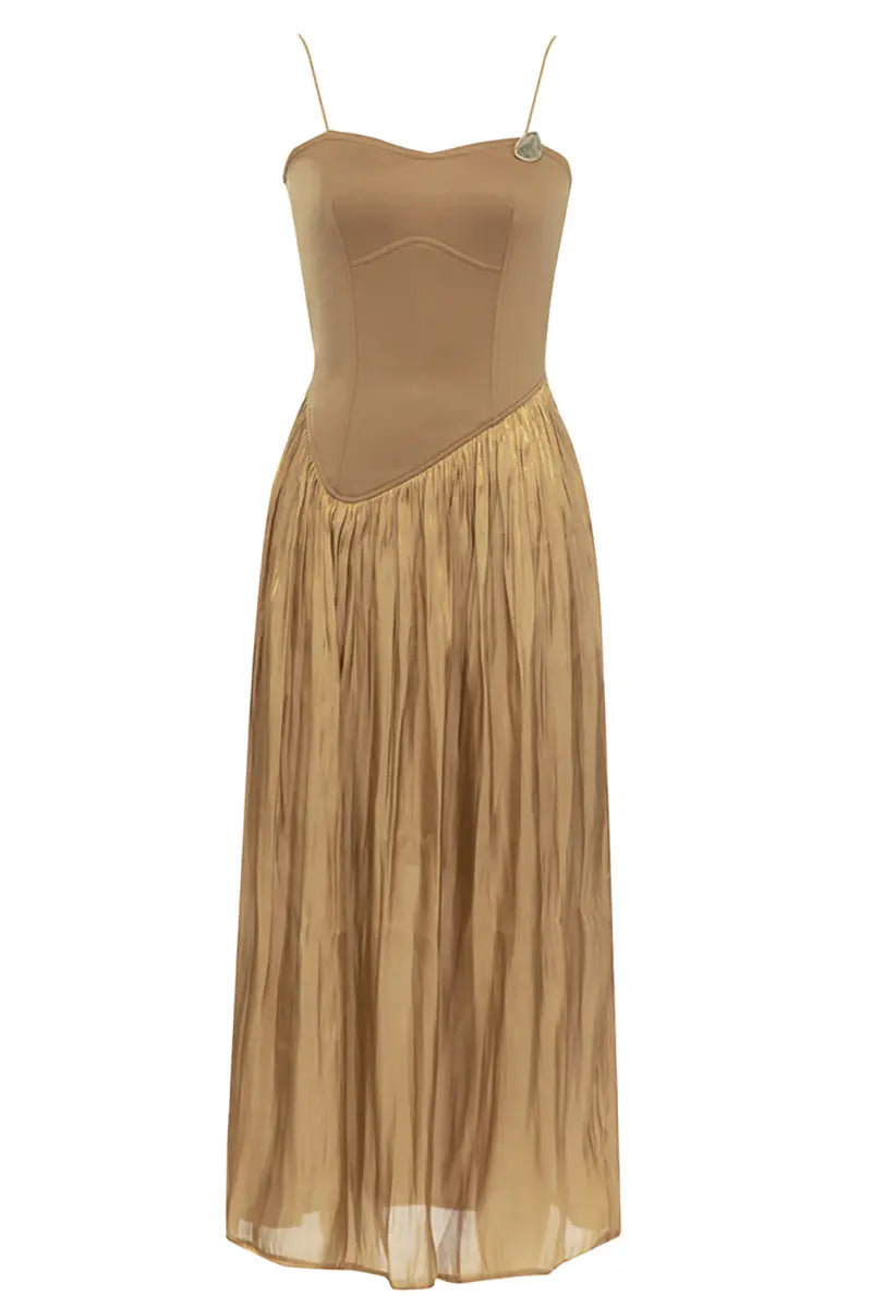 Mouwloze geplooide maxi-jurk