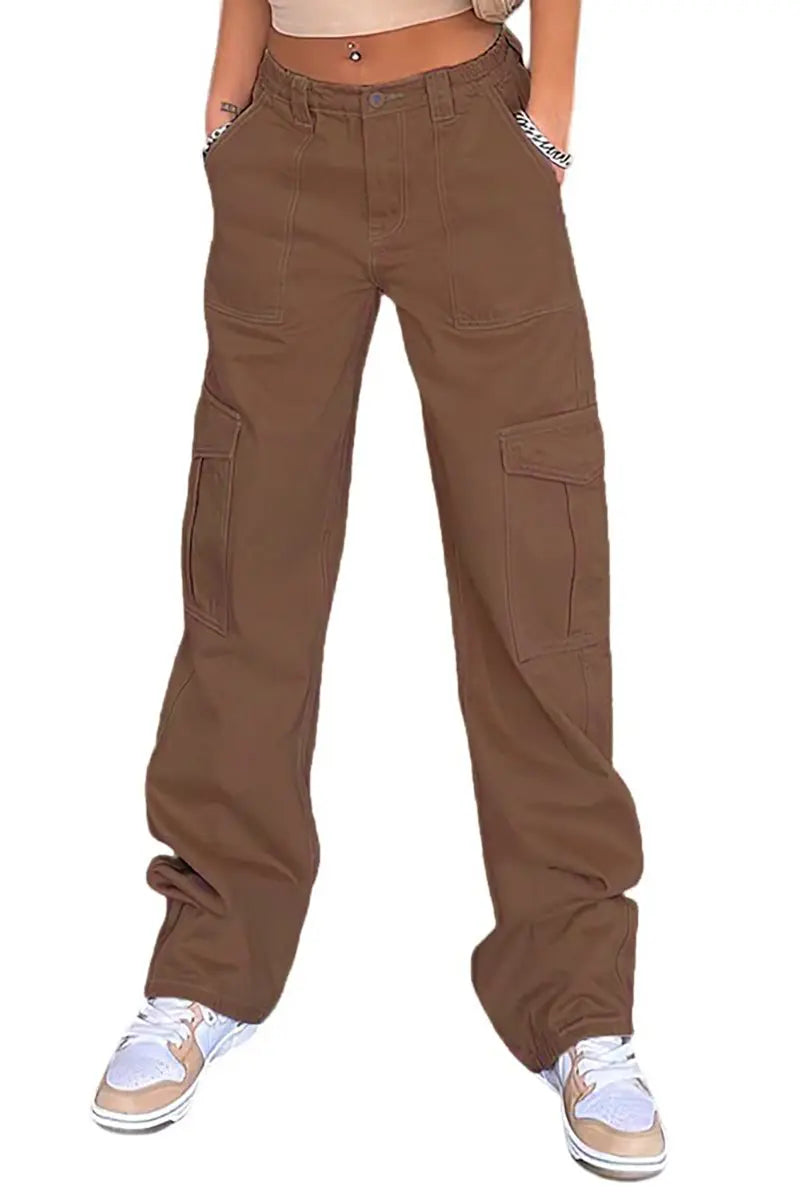 High-Waist Slim Cargo Pants