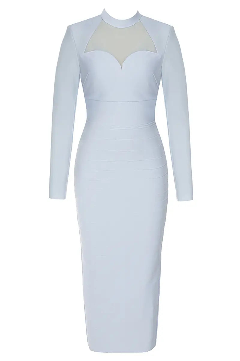Mesh Paneel Lange Mouw Bandage Jurk