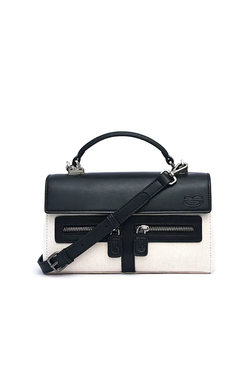New Pebbled Leather & Canvas Shoulder Crossbody Tote
