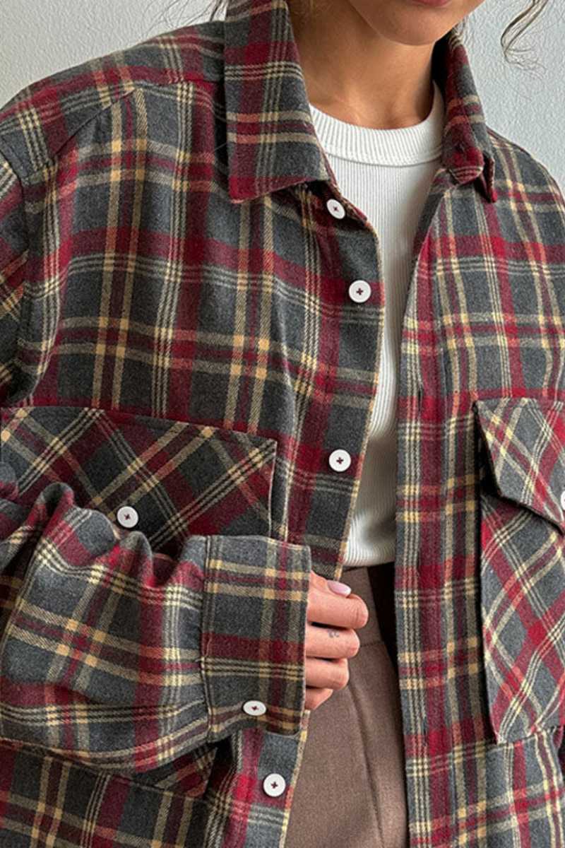 Vintage losse casual geruite blouse