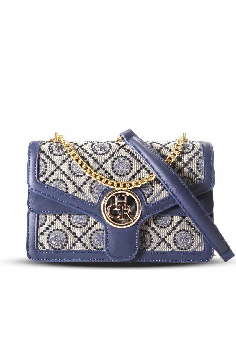Jacquard Star Rhinestone Chain Crossbody Shoulder Bag