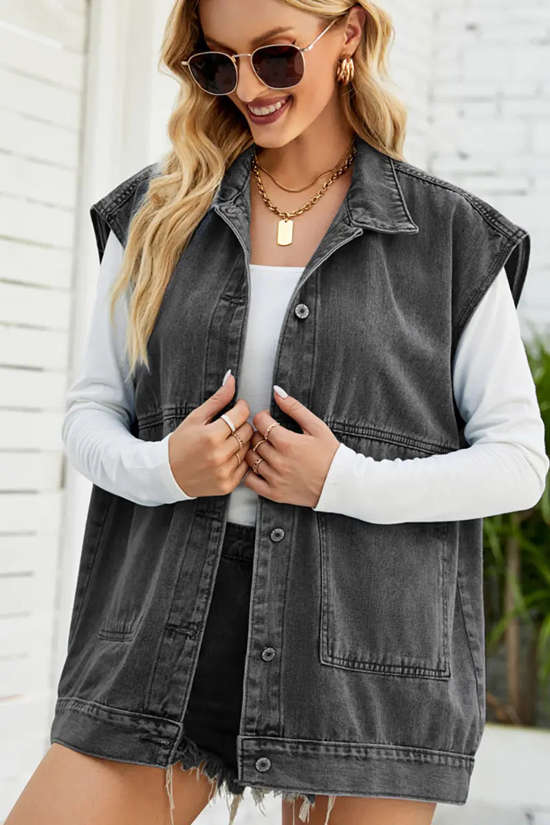 Trendy mouwloos denim vest