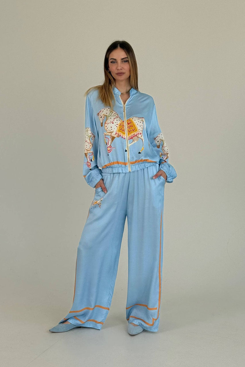 Satin Bomber Jacket and Trousers