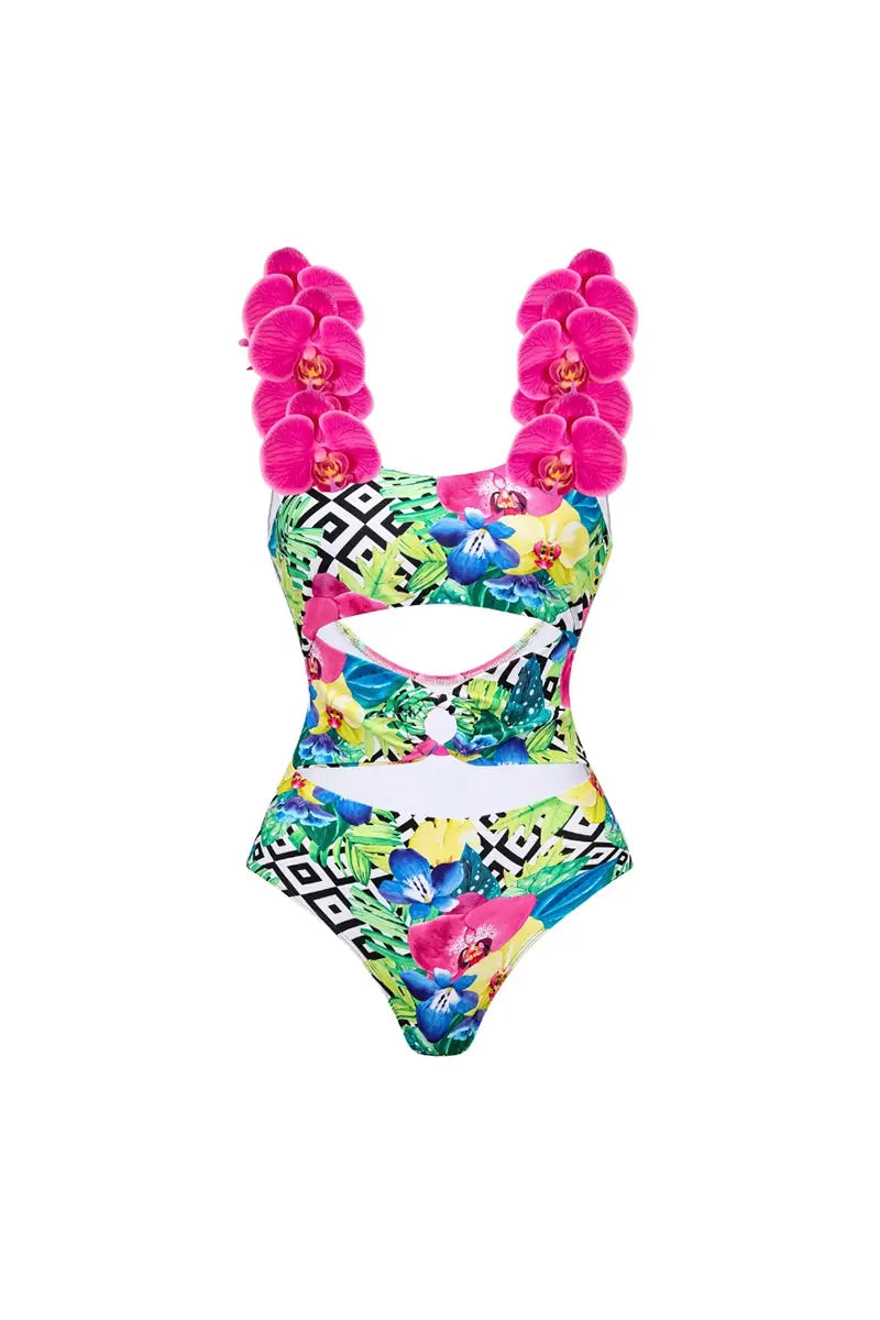 Orchidee Band Print Spaghetti Badpak Set