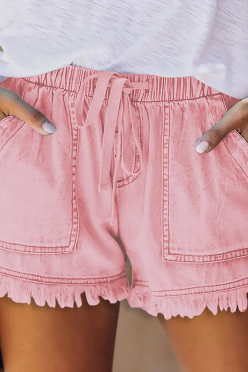 Elastic Waist Casual Denim Shorts