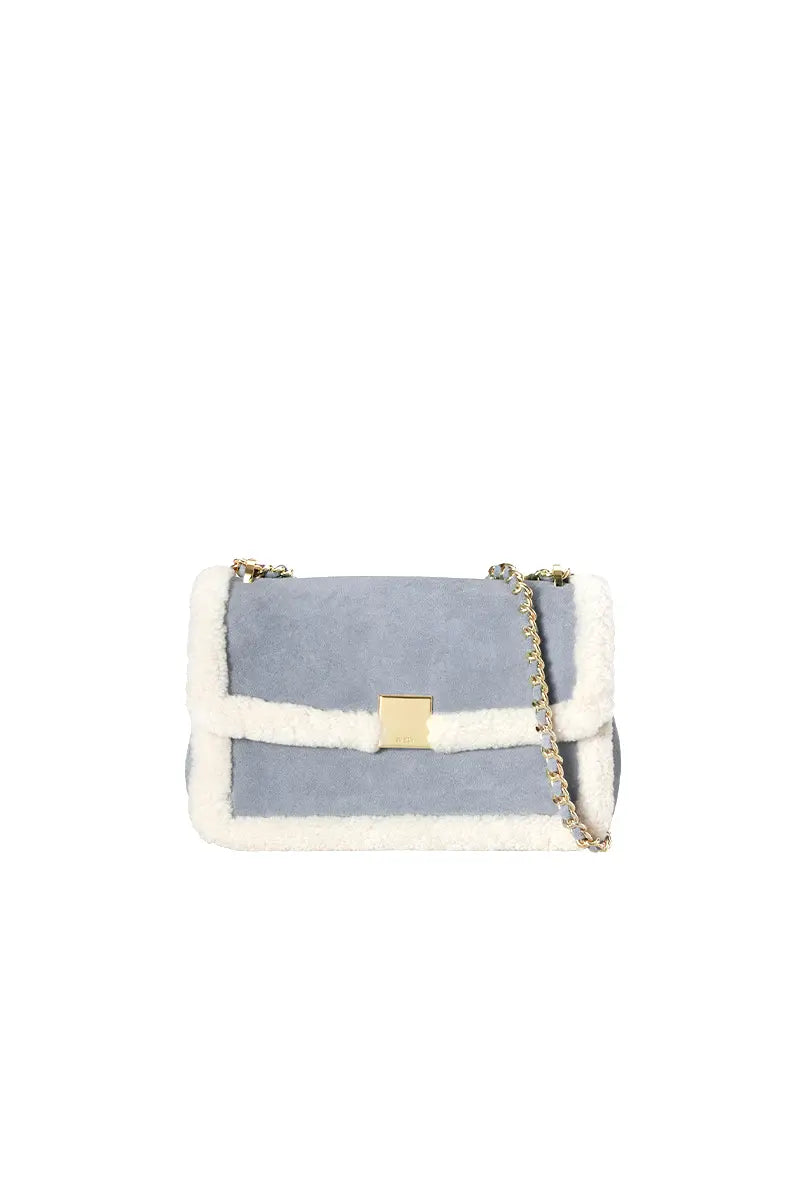 Vintage Shearling Leather Shoulder Crossbody Bag