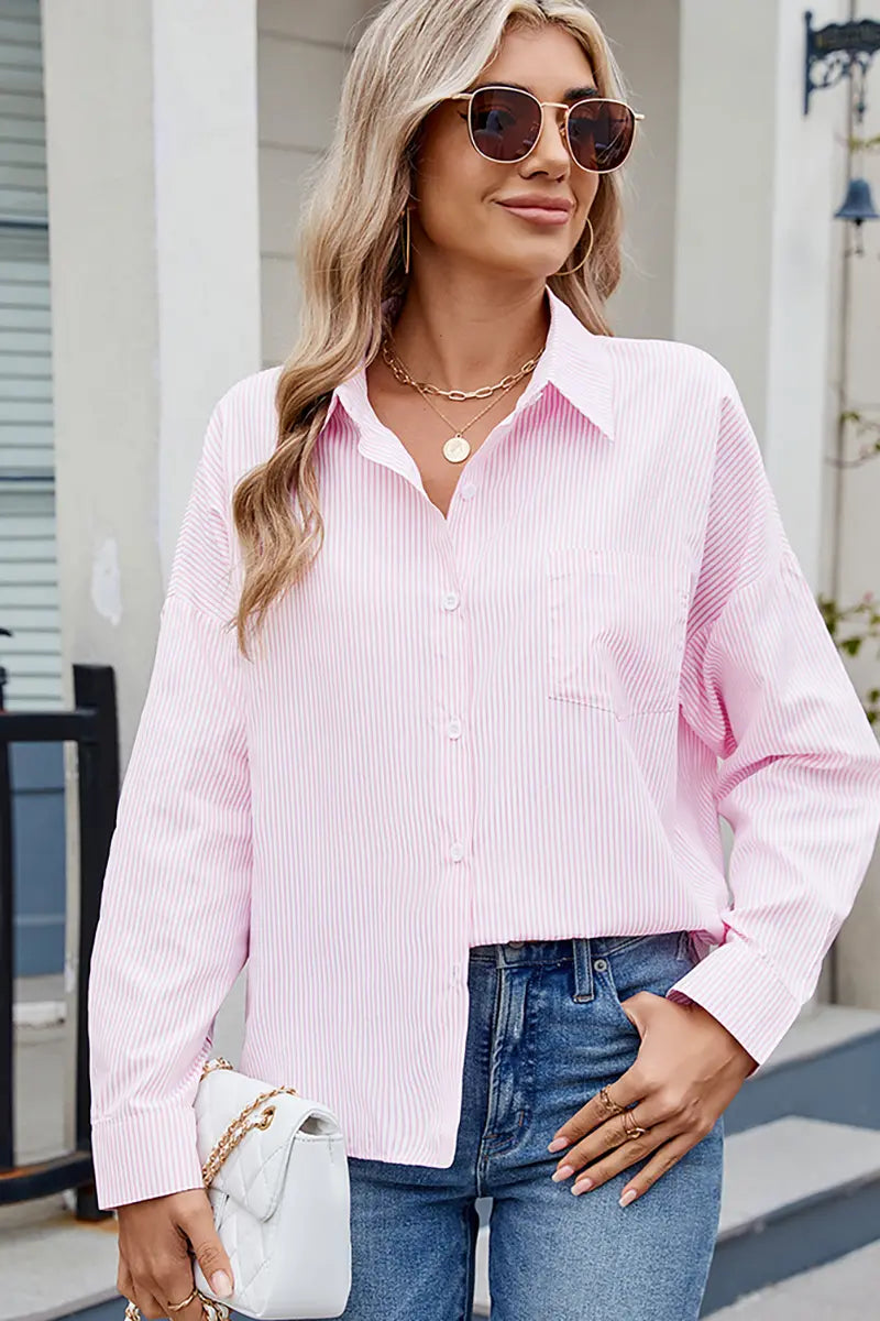 Loose-Fit Striped Button-Down Shirt