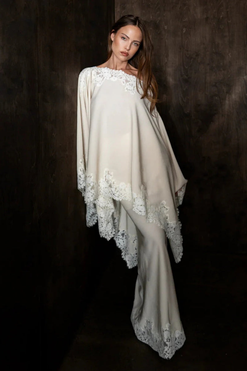 Ivory Lace Shawl Top & Mermaid Skirt Set