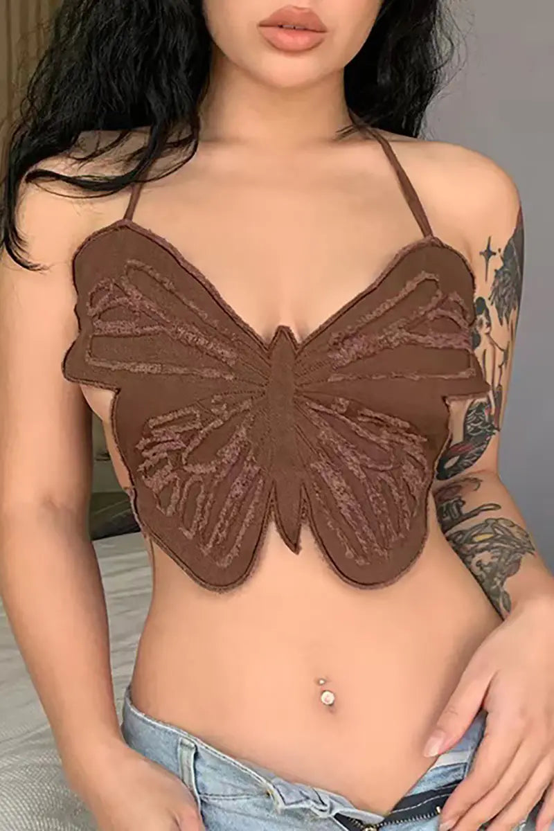 Butterfly Halter Crop Top