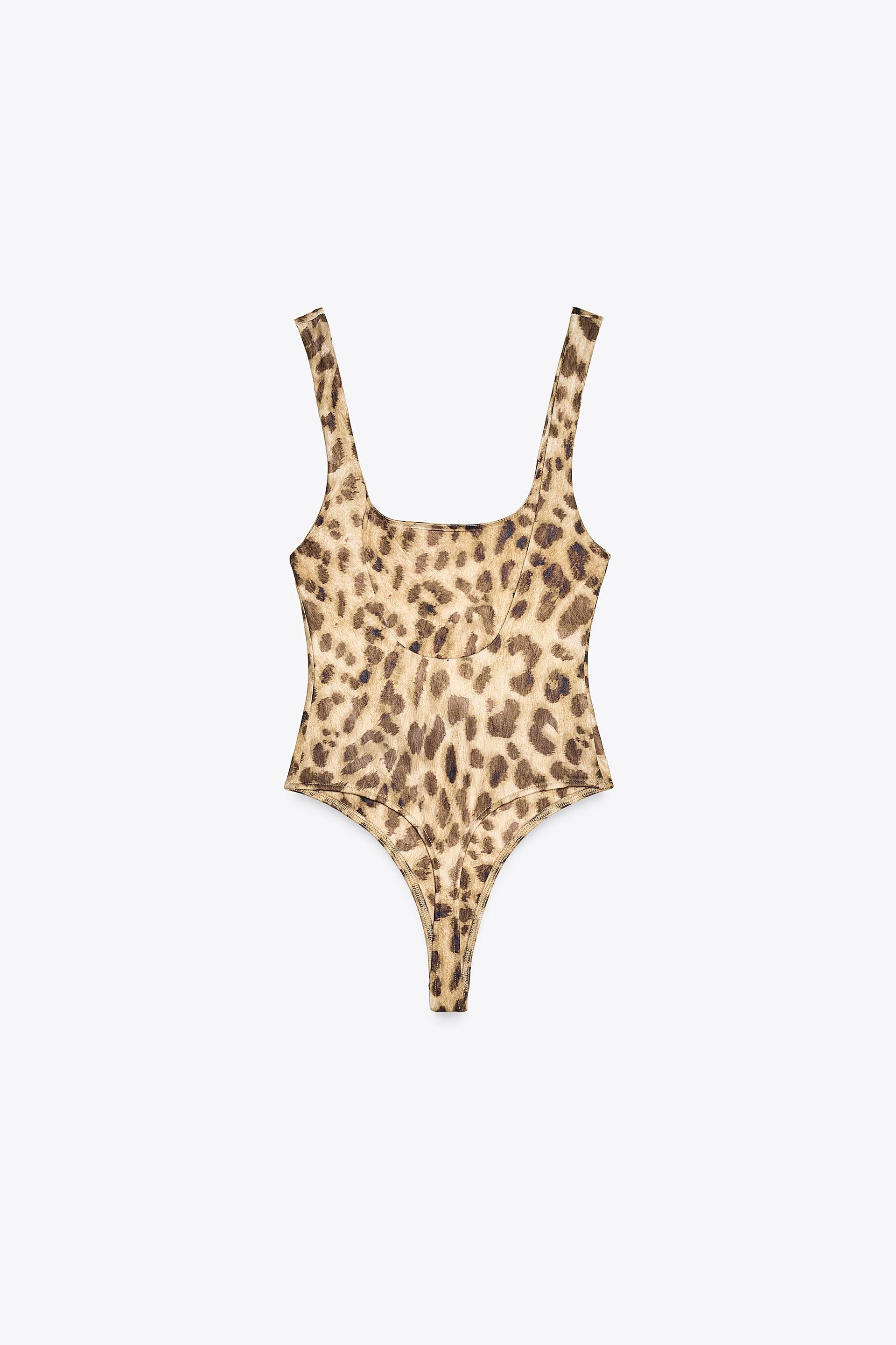Leopard Pattern Bodysuit & Satin Wide Leg Pants