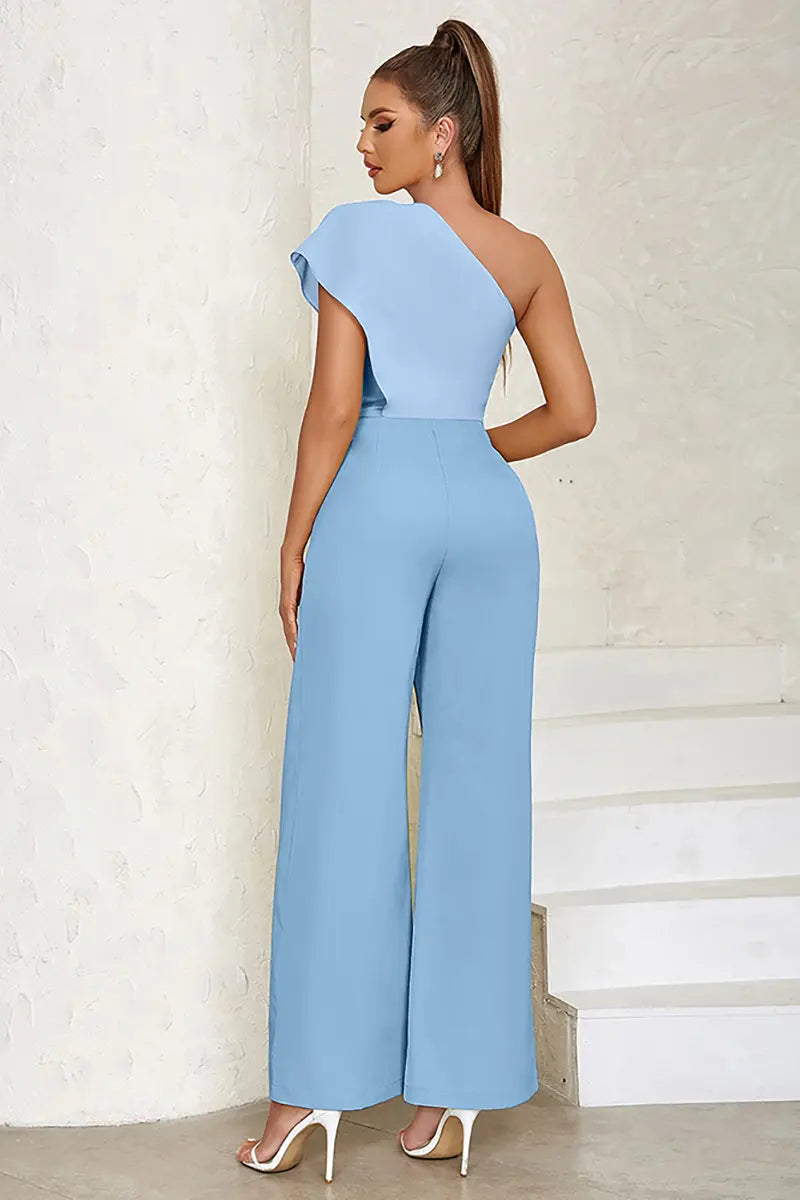 Sexy jumpsuit met één schouder en open rug