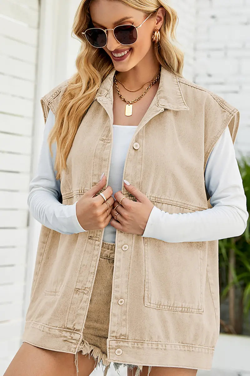 Trendy mouwloos denim vest