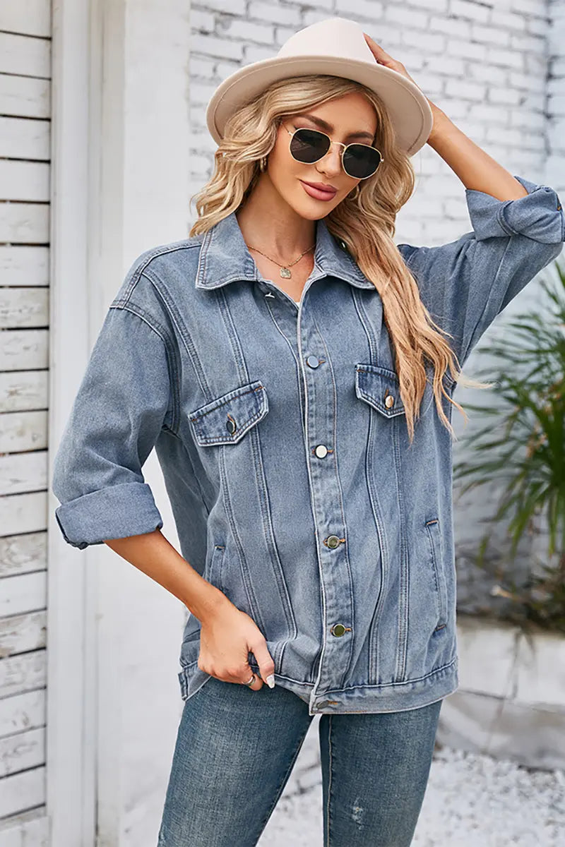 Dames Loszittend Denimjack voor de Herfst