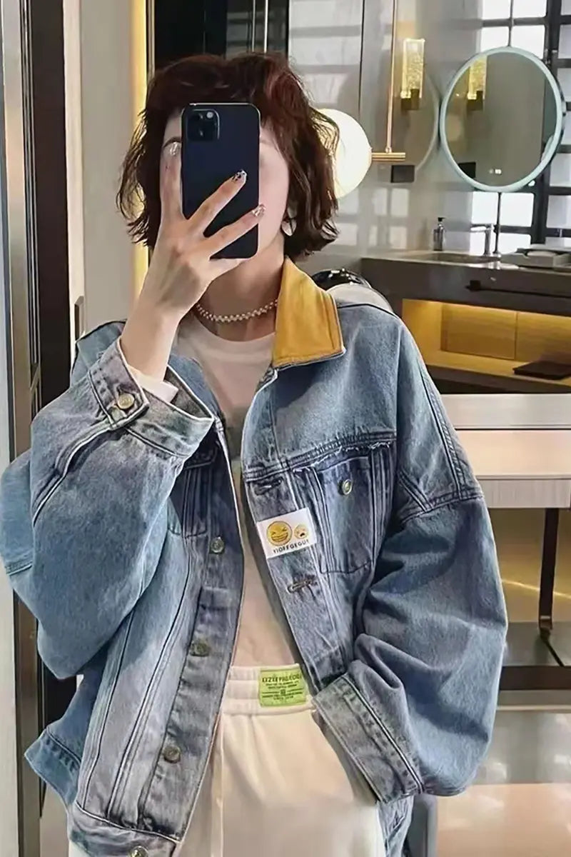 Contrast Collar Denim Jacket