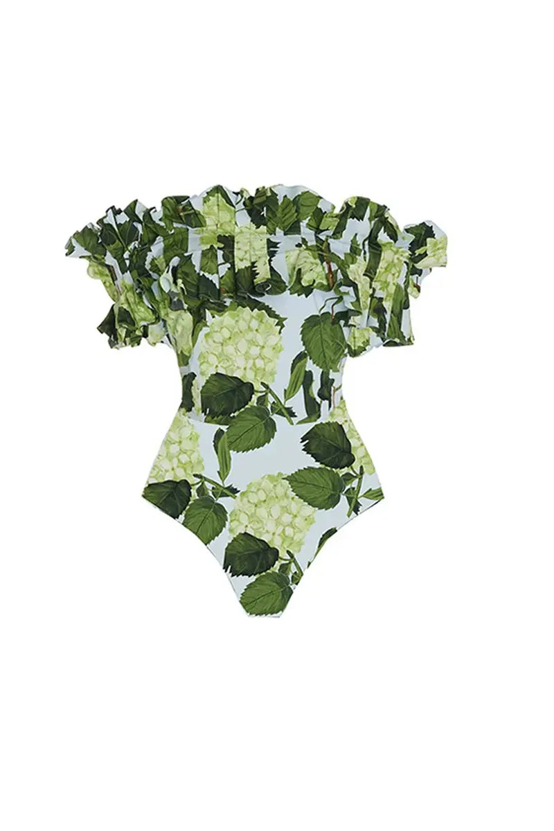Ruffle Hydrangea Bandeau Bikini Set – Floral Sweet Style