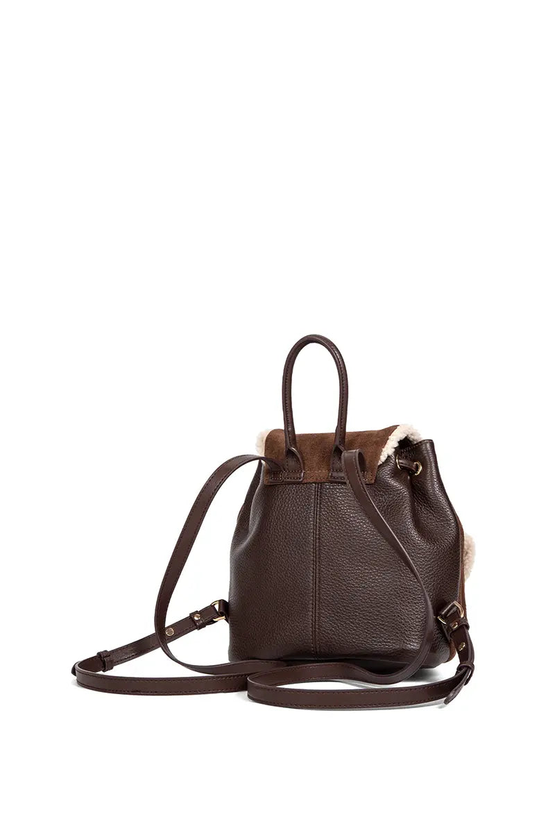Shearling Suede Leather Convertible Backpack