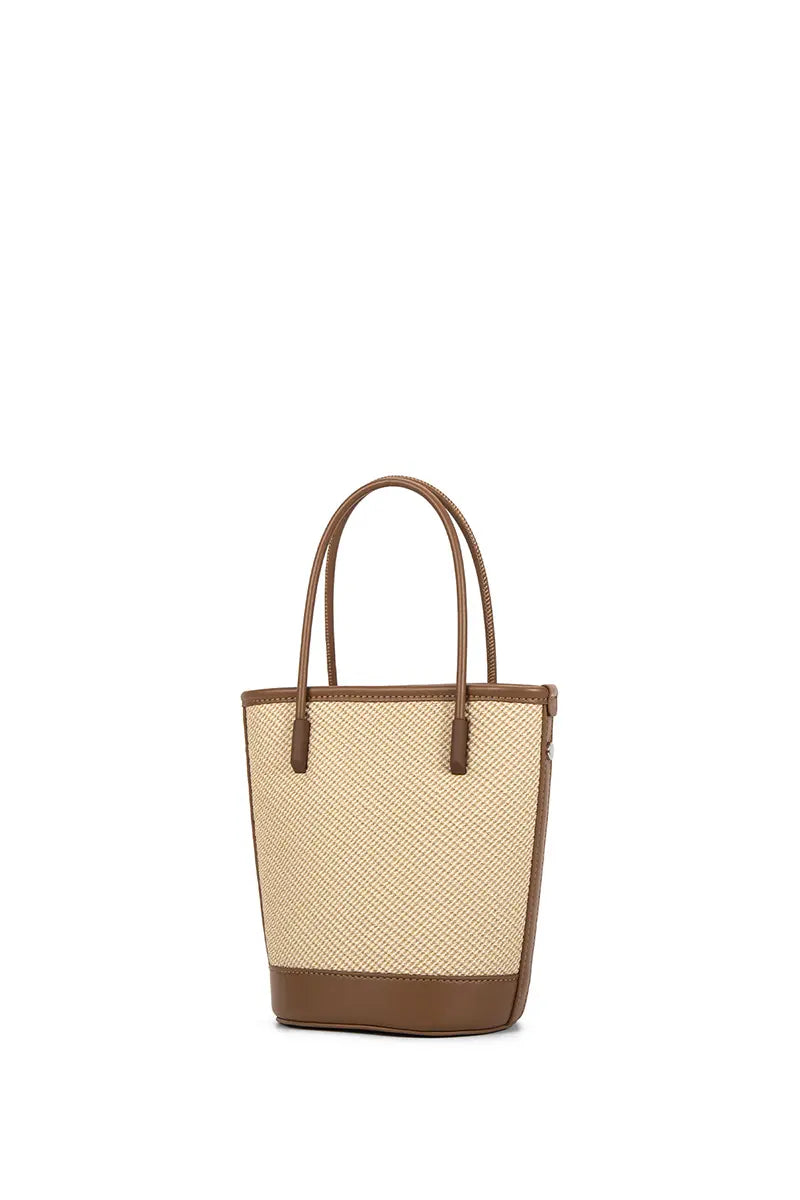 Mini Woven Leather Bucket Bag for Women