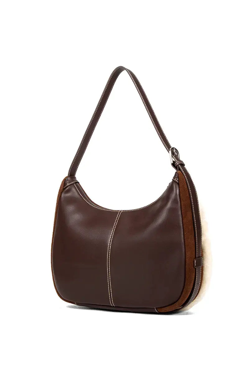 Shearling Crescent Hobo Shoulder Bag