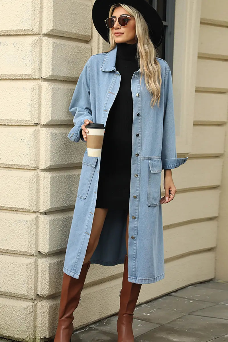 Autumn New Denim Casual Long Jacket
