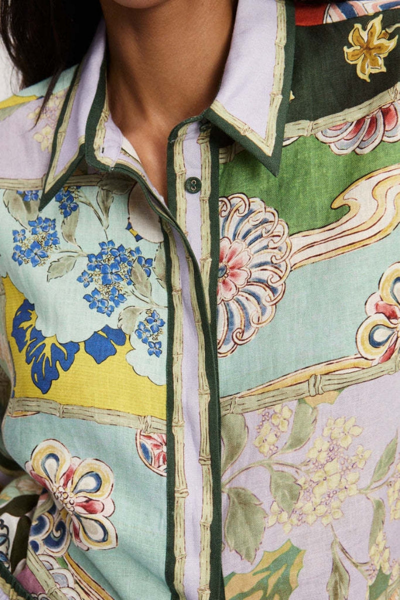 Printed Linen Shirt & Shorts Set