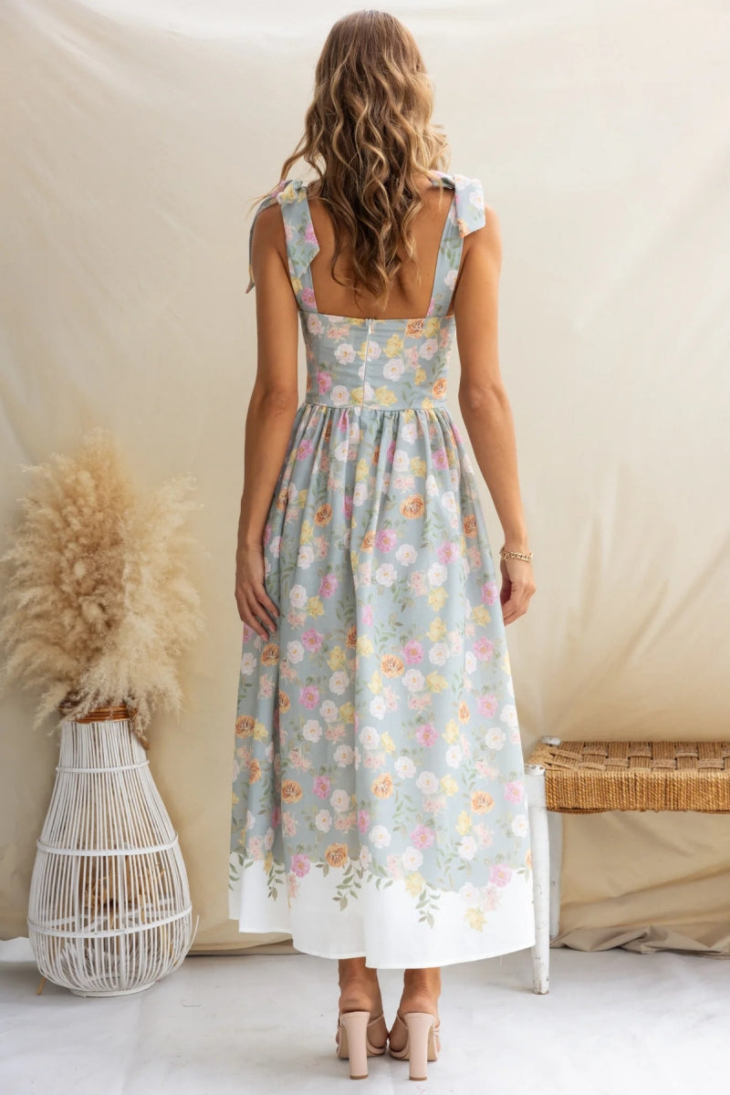 Summer New French Floral Slip Midi Dress