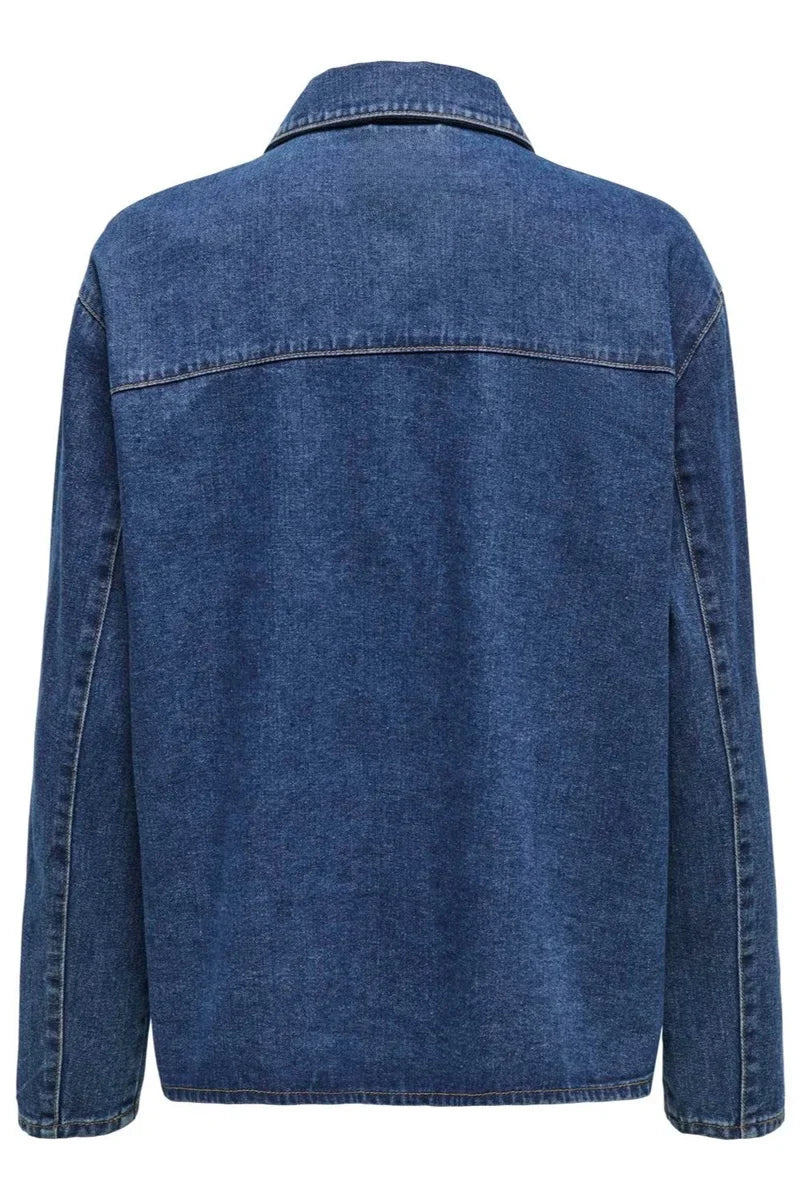 Donkerblauwe spijkerjas met strik