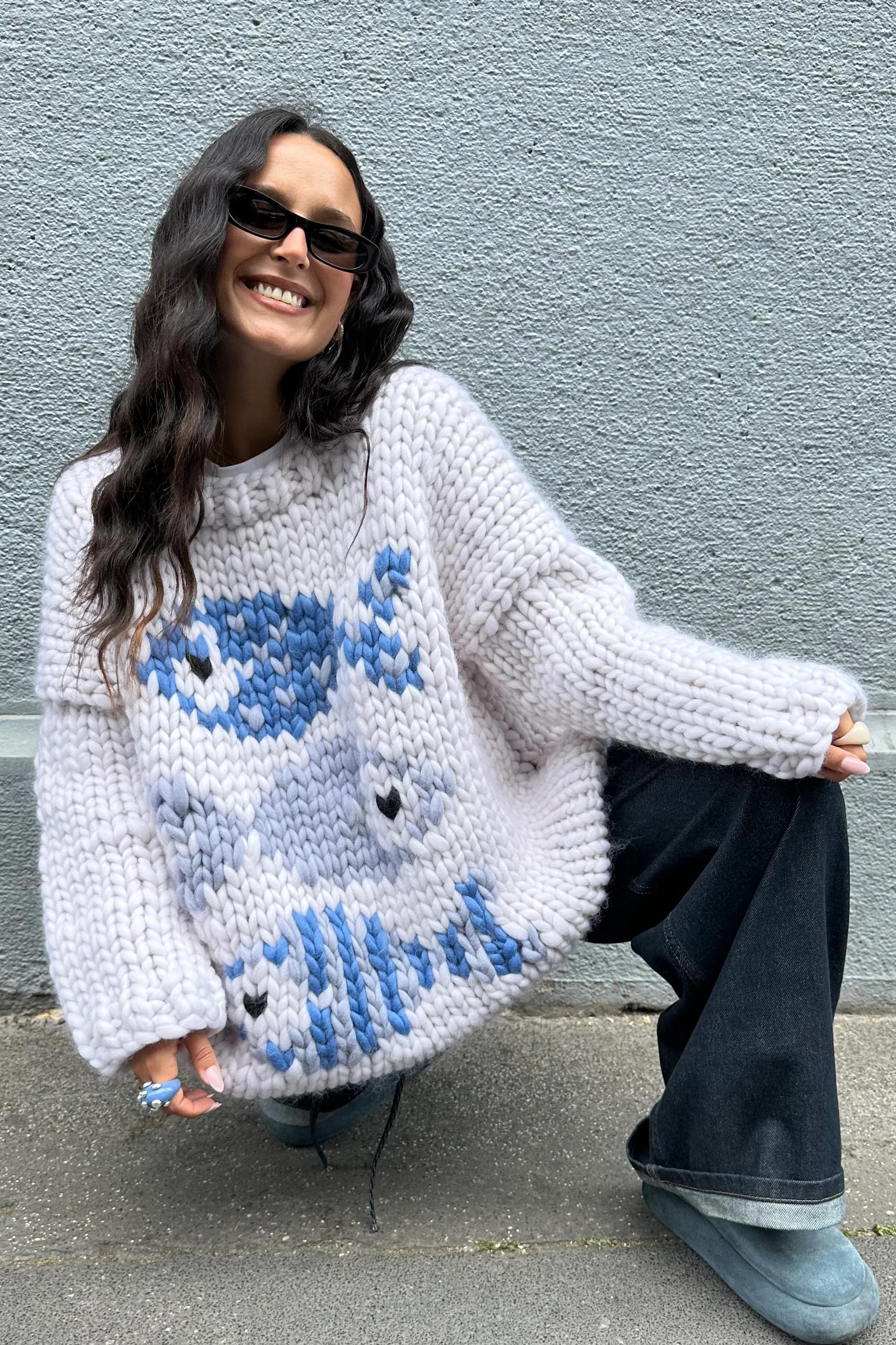 Chunky Knit Fish Pattern Sweater