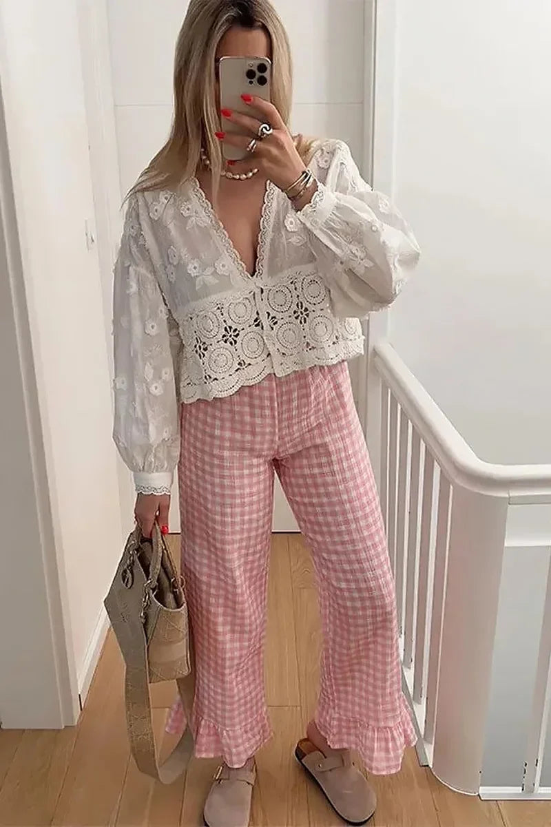 Peter Pan-kraag blouse met strikjes