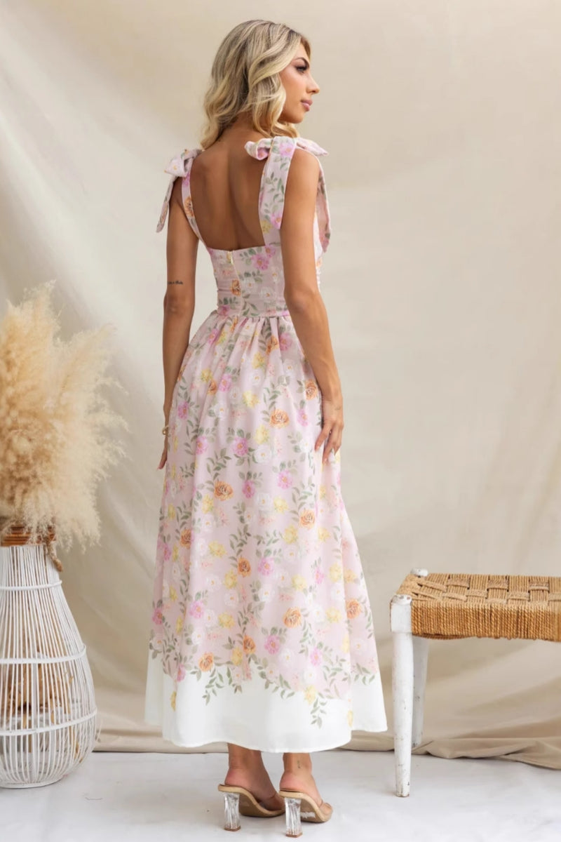 Summer New French Floral Slip Midi Dress