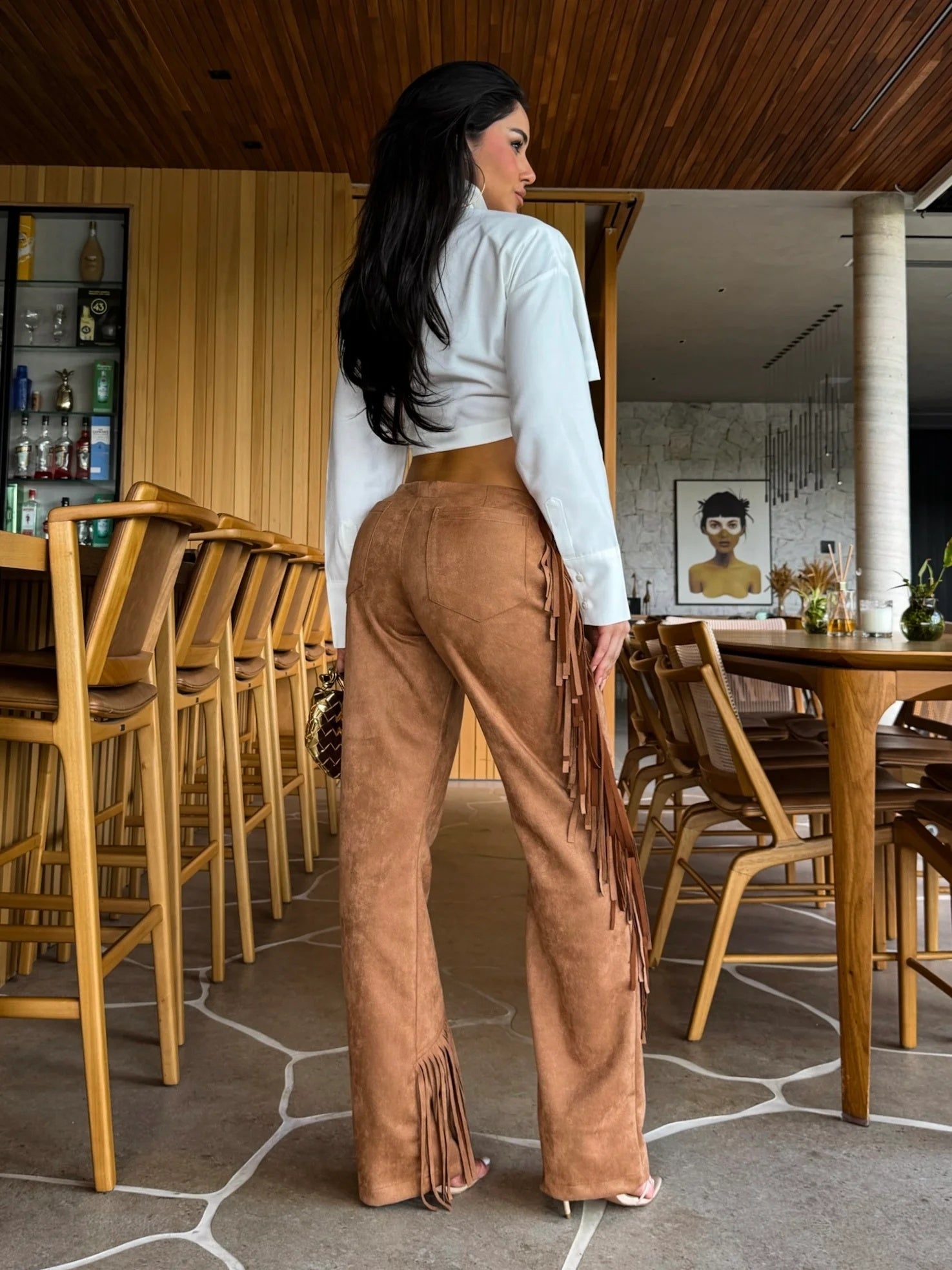 Pantaloni a gamba larga Western Fringe