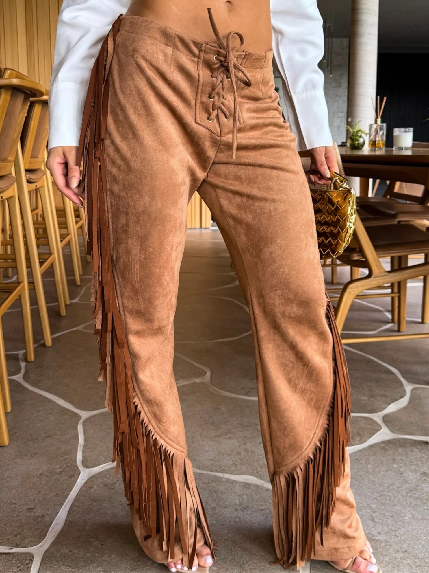 Pantaloni a gamba larga Western Fringe