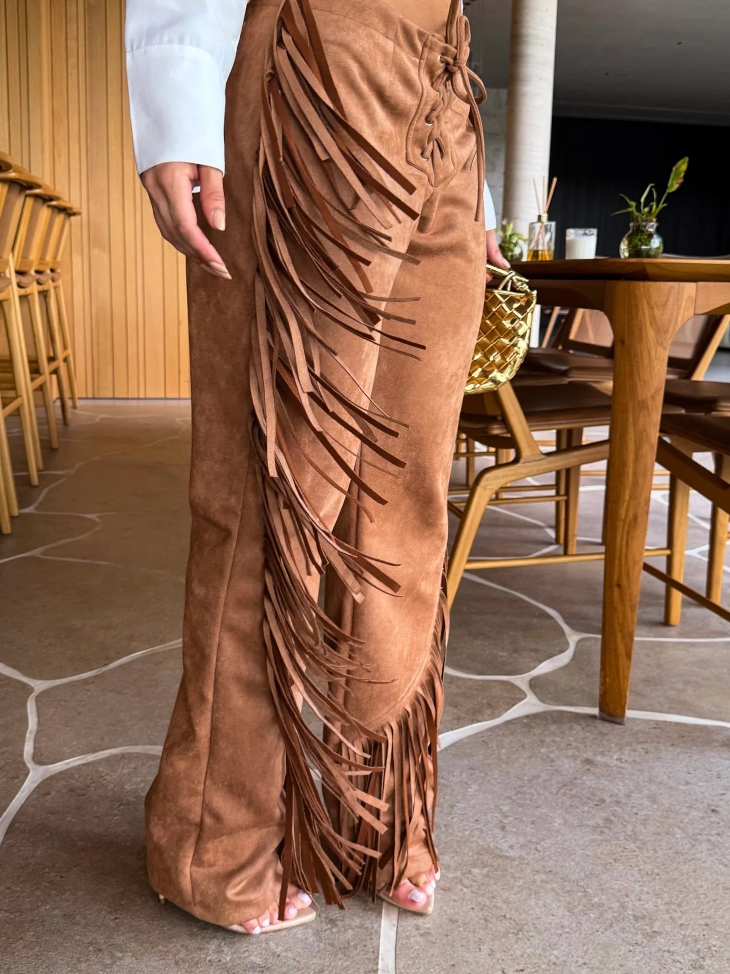 Pantaloni a gamba larga Western Fringe