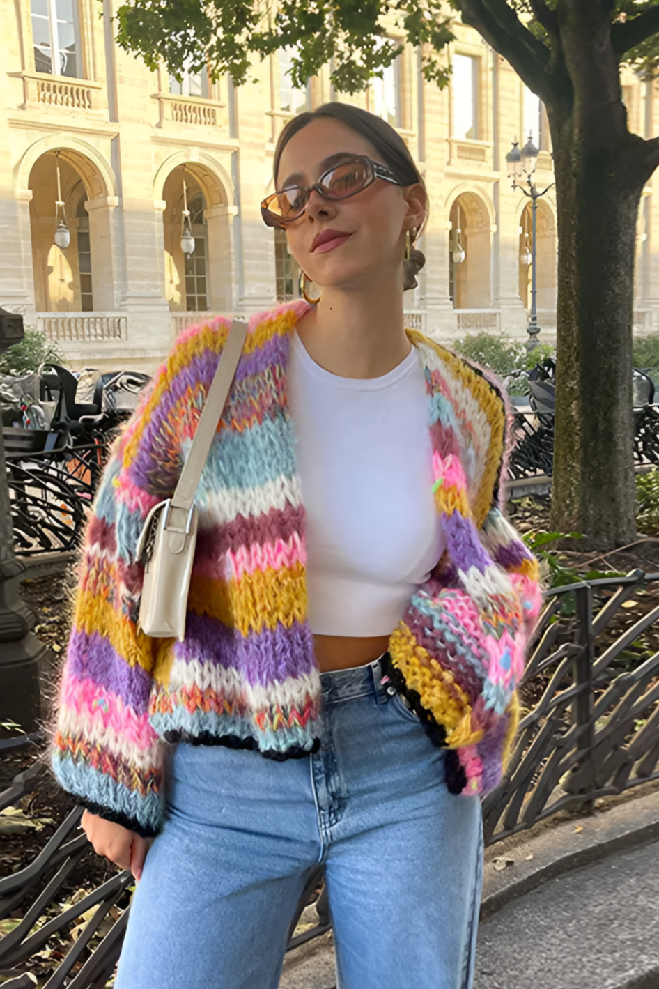 Oversized en kleurrijke cardigan