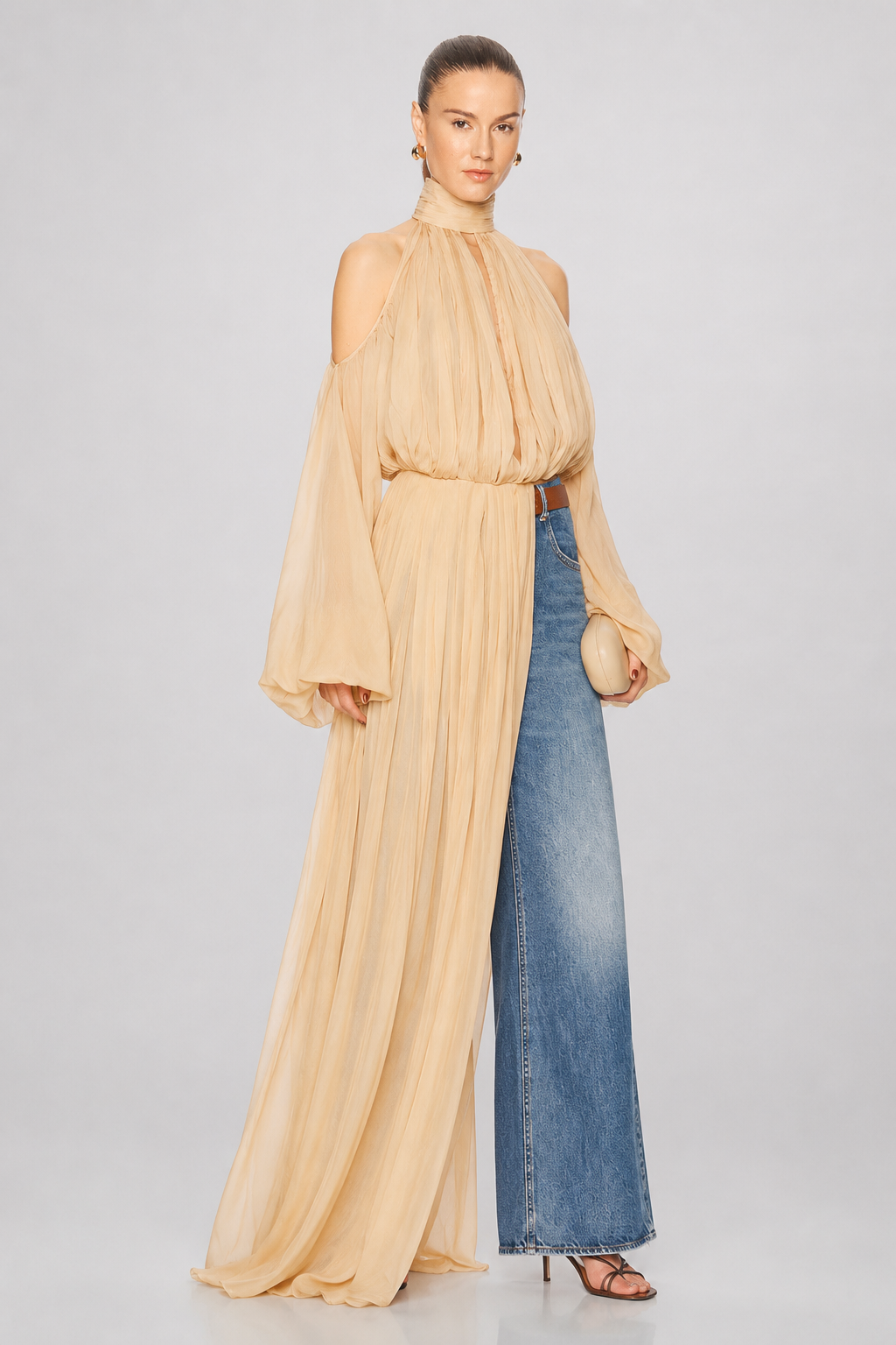 Ethereal gedrapeerde halterblouse