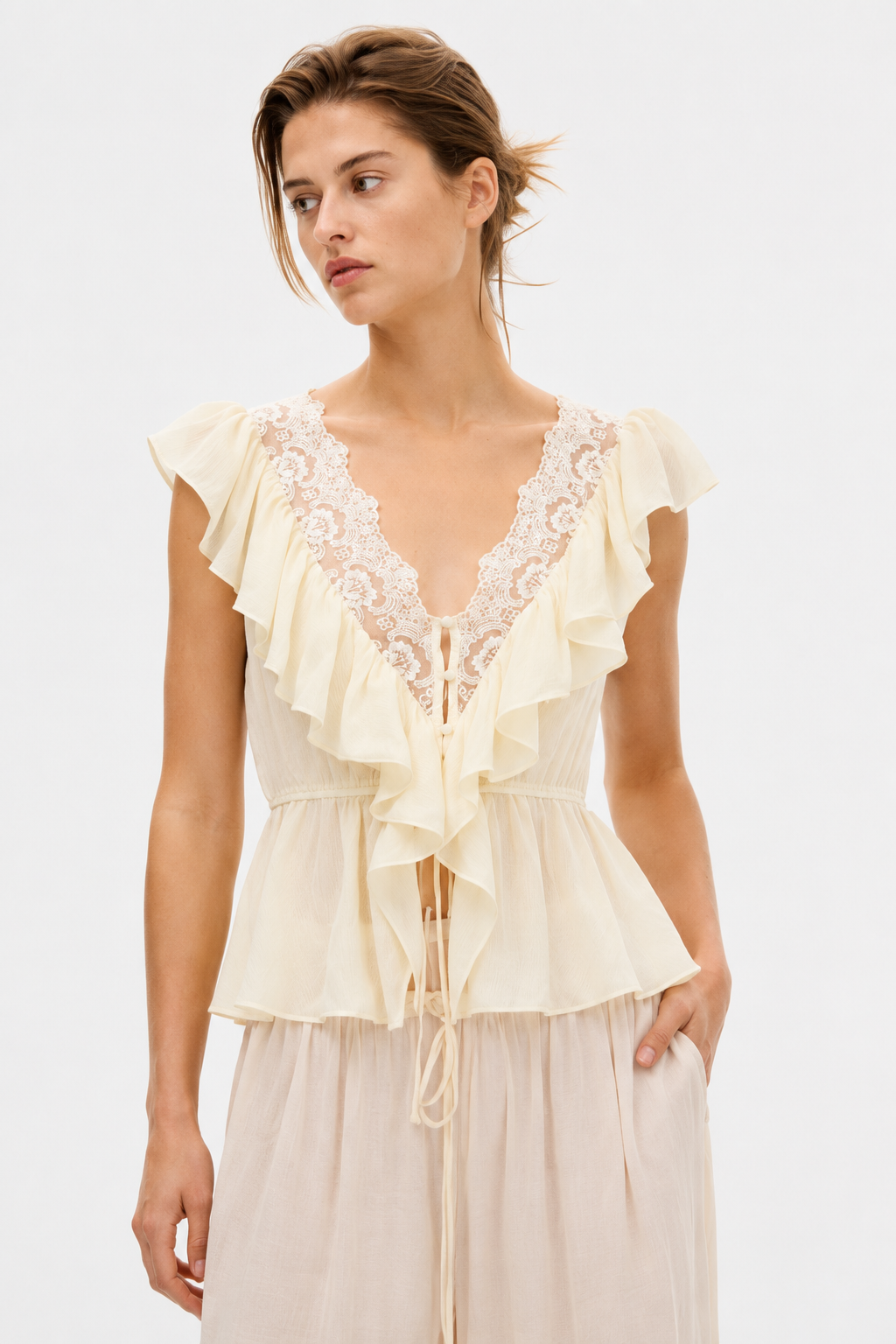 Romantic Lace Ruffle Blouse
