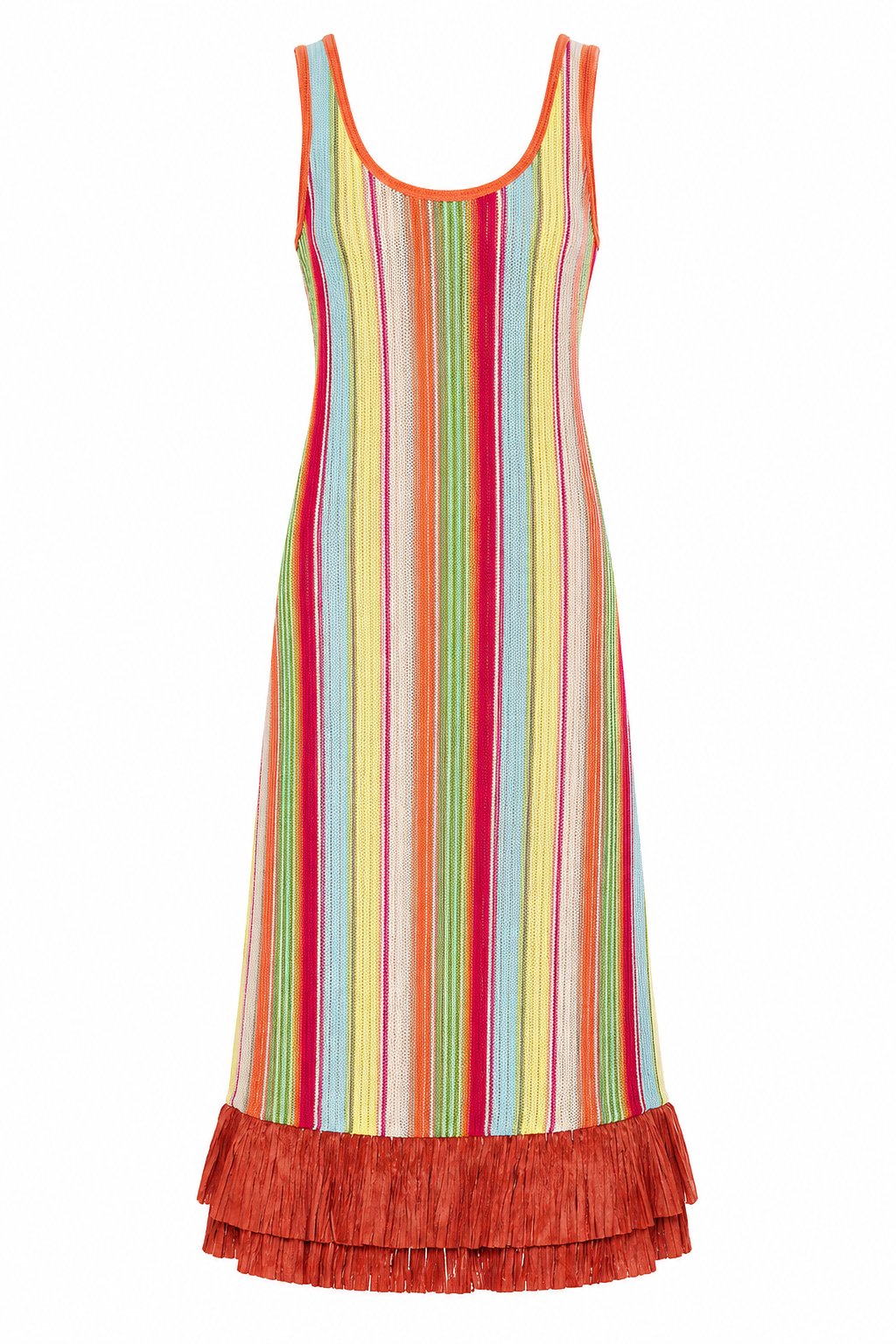Striped Fringe Midi Dress
