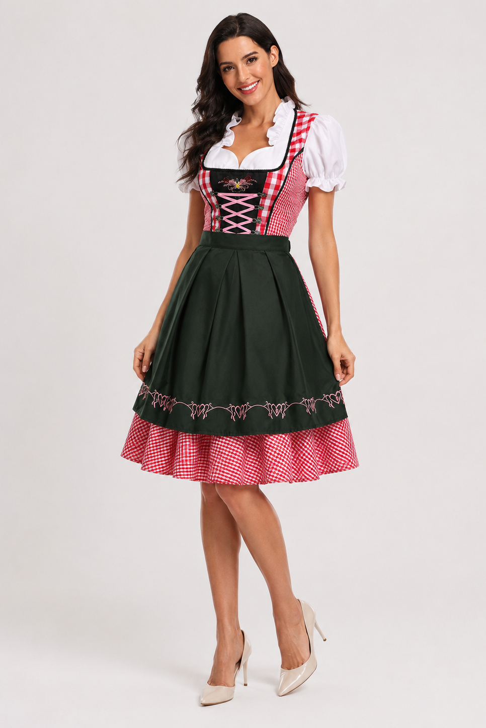 Plaid snørelukningsdirndl kjole