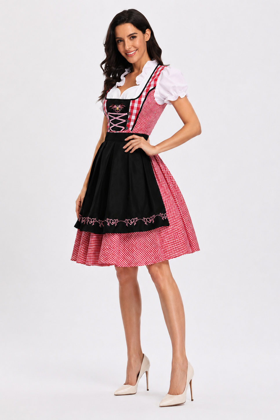 Plaid snørelukningsdirndl kjole