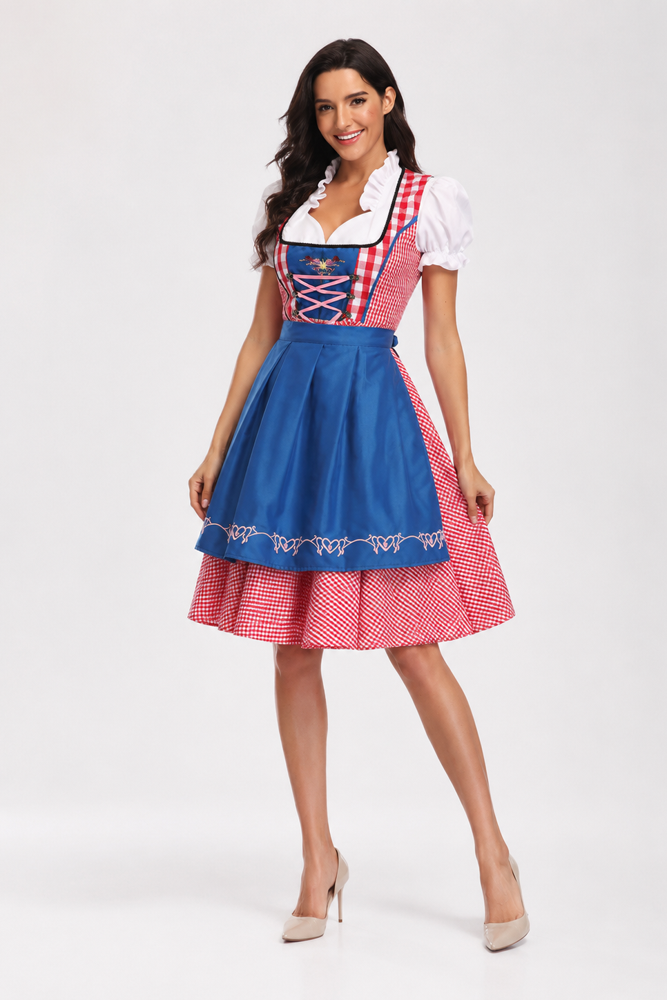 Plaid snørelukningsdirndl kjole