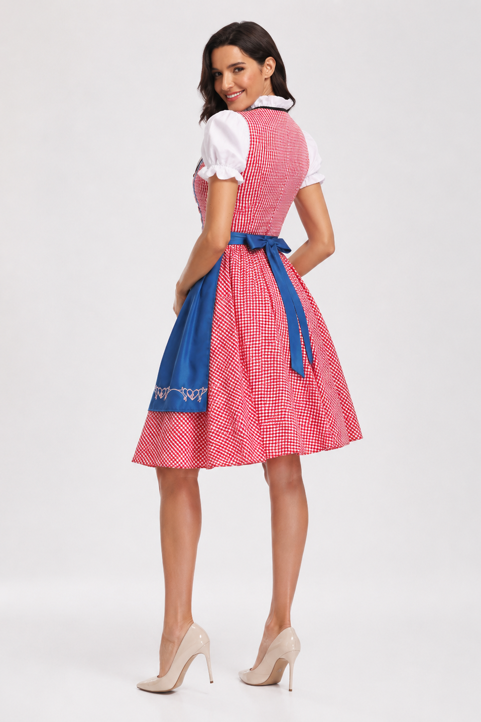 Plaid snørelukningsdirndl kjole