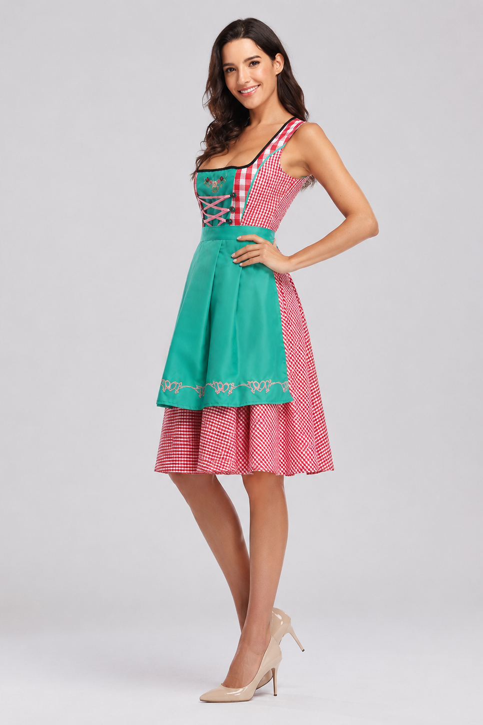 Plaid snørelukningsdirndl kjole